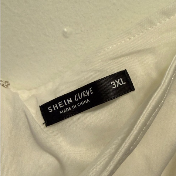 SHEIN Elegant White Dress with Sheer Polka Dot Sleeves - Picture 3 of 6